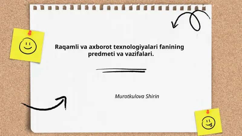 Raqamli va axborot texnologiyalari fanining predmeti va vazifalari