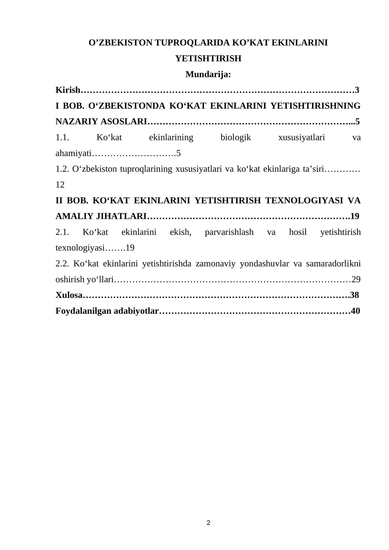 O’ZBEKISTON TUPROQLARIDA KO’KAT EKINLARINI YETISHTIRISH