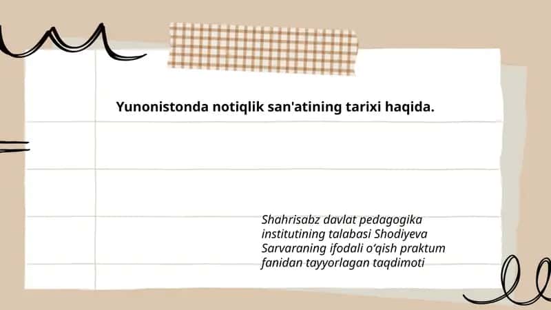 Yunonistonda notiqlik san'atining tarixi haqida