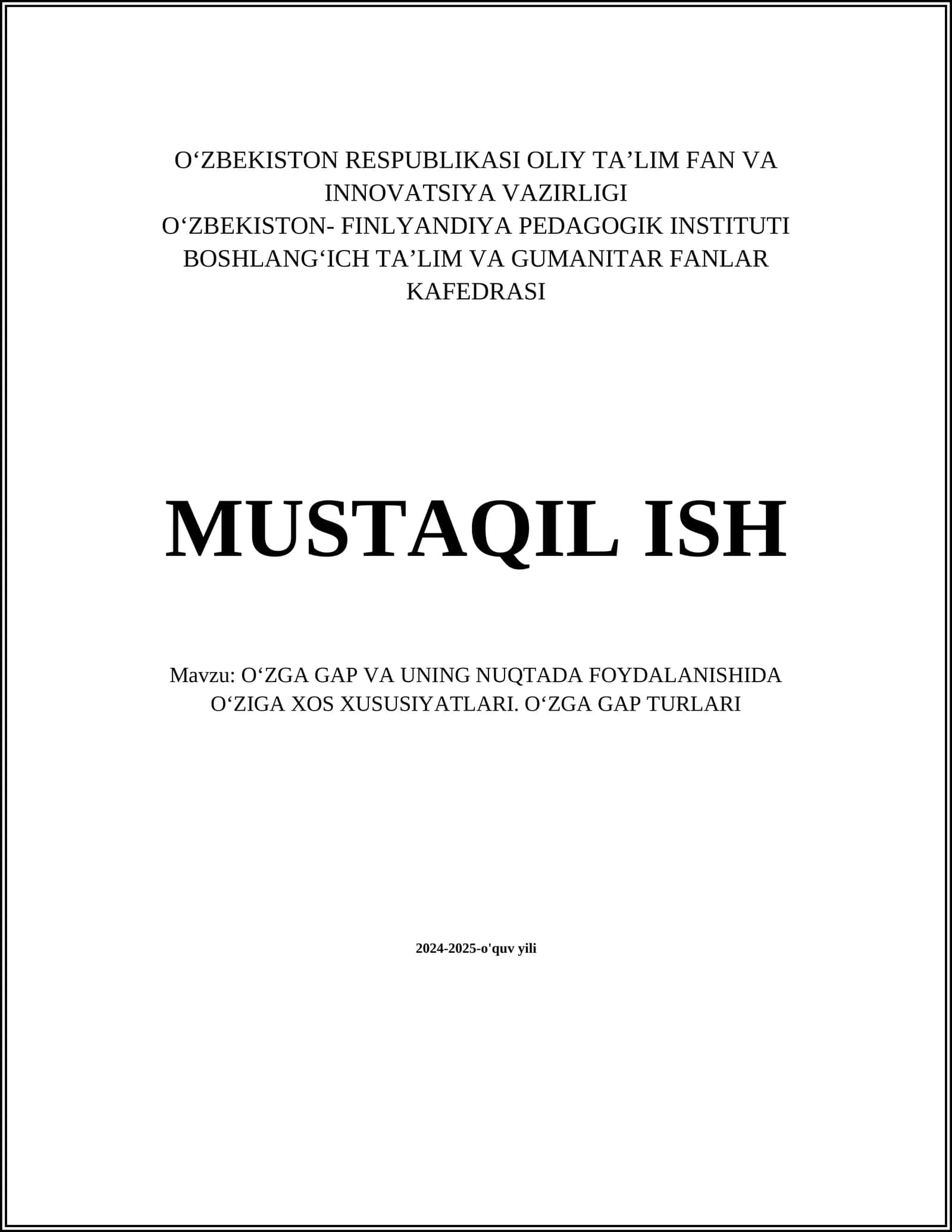 Oʻzga gap va uning mohiyati