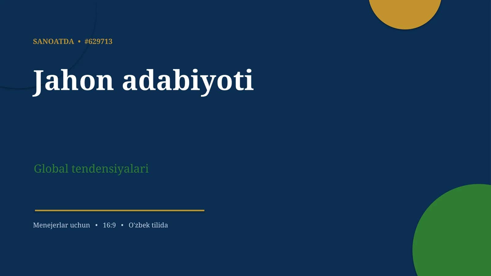 Jahon adabiyoti Global tendensiyalari