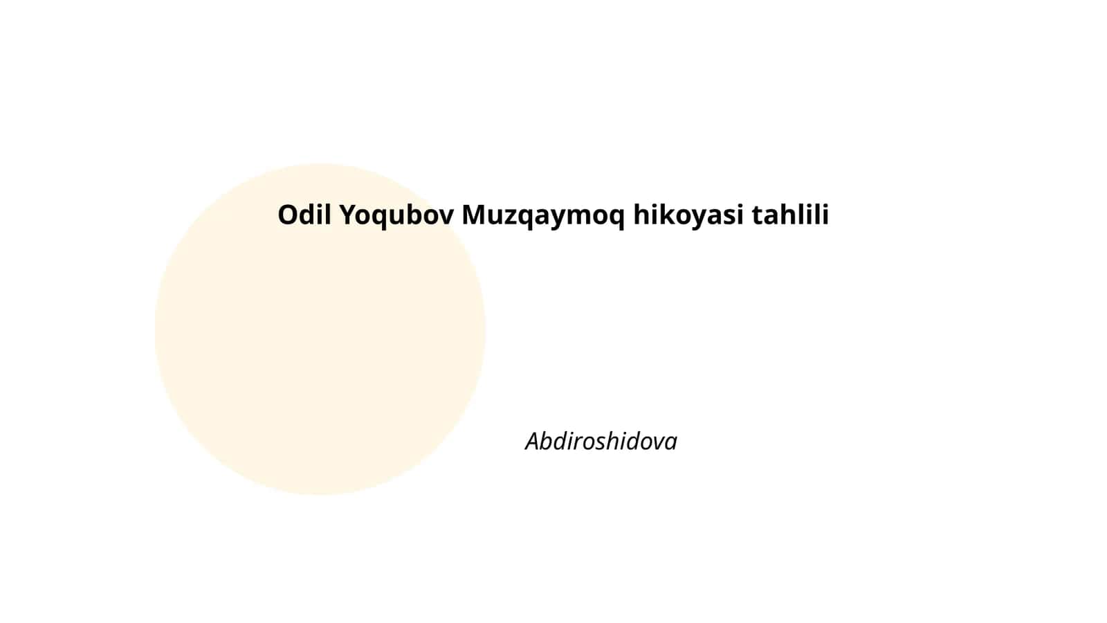 Muzqaymoq hikoyasi tahlili