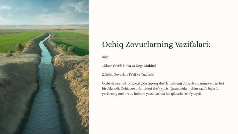 Ochiq Zovurlarning Vazifalari
