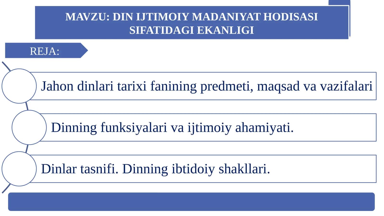 DIN IJTIMOIY MADANIYAT HODISASI SIFATIDAGI EKANLIGI