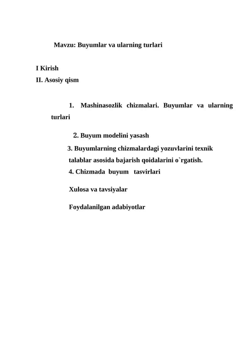 Buyumlar va ularning turlari