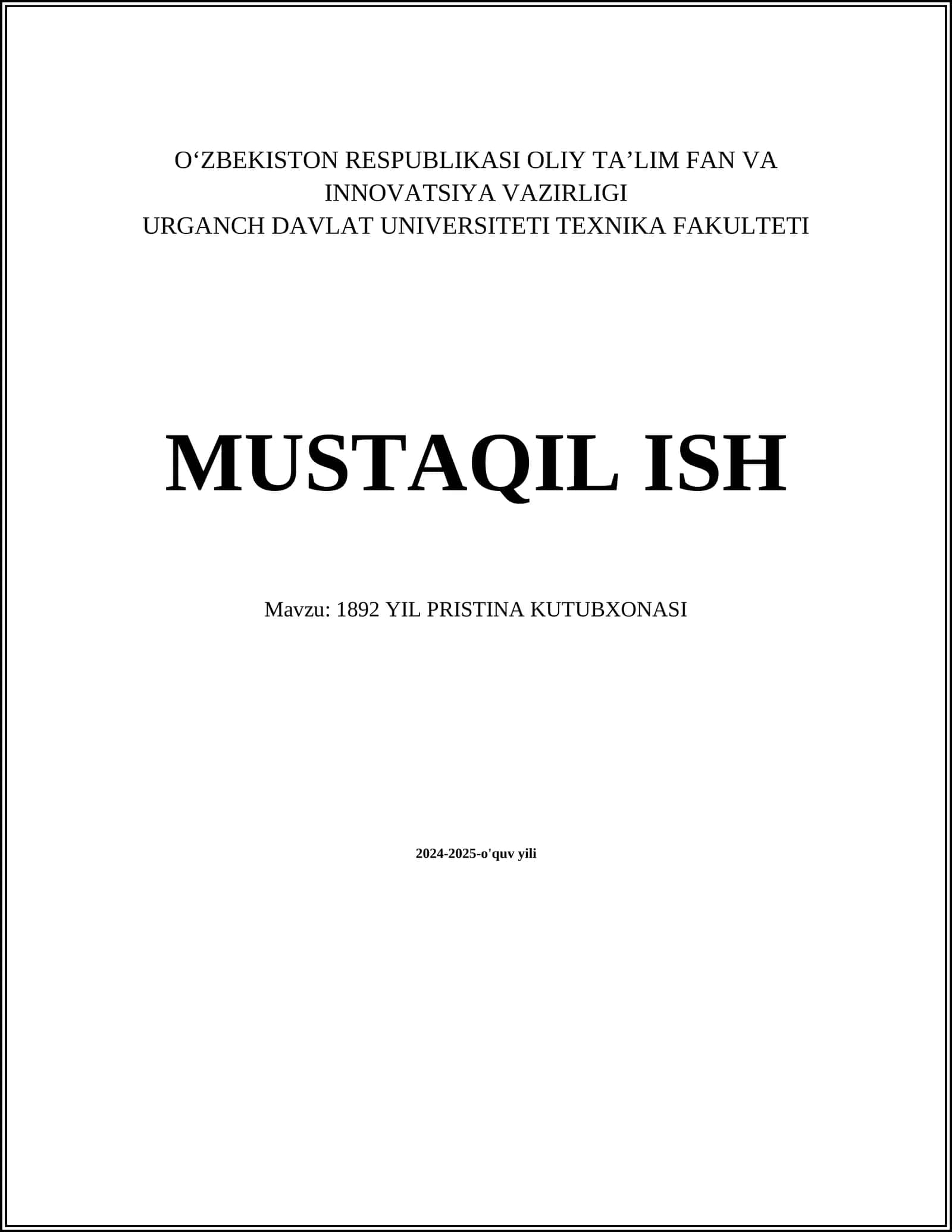 1892 YIL PRISTINA KUTUBXONASI