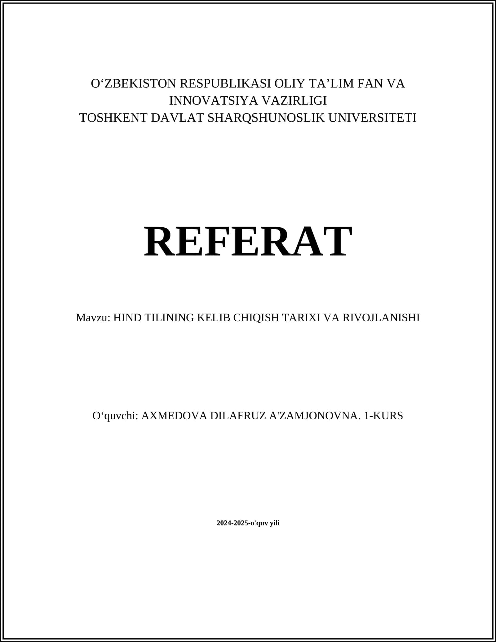 HIND TILINING KELIB CHIQISH TARIXI VA RIVOJLANISHI
