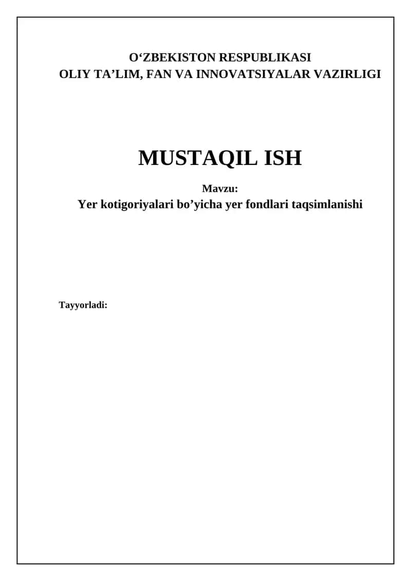 Yer fondlari taqsimlanishi