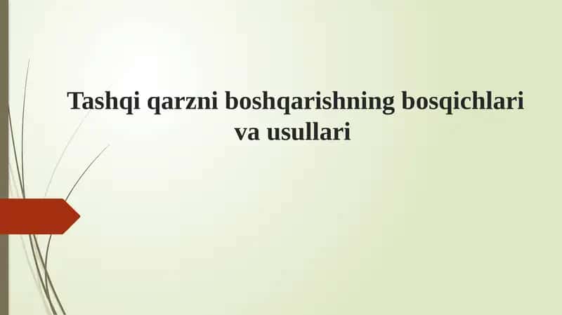Tashqi qarzni boshqarishning bosqichlari va usullari