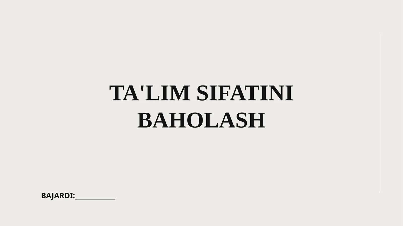 Ta'lim sifatini baholash