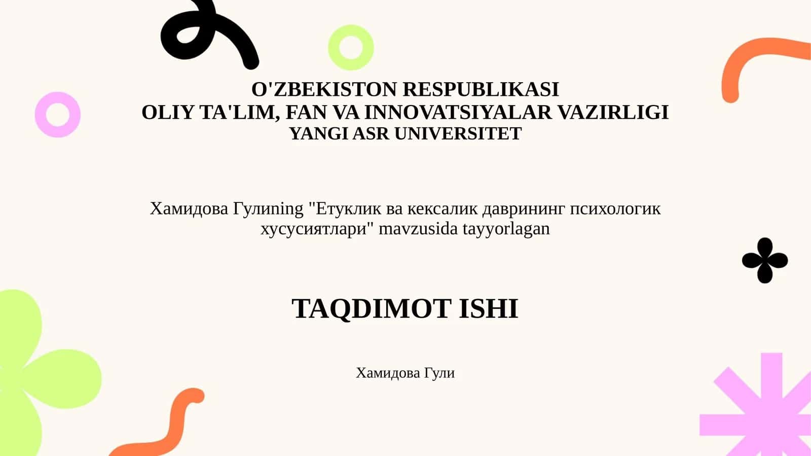 Етуклик ва кексалик даврининг психологик хусусиятлари