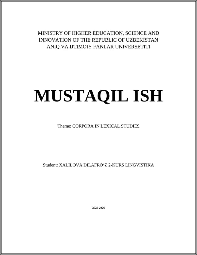 CORPORA IN LEXICAL STUDIES