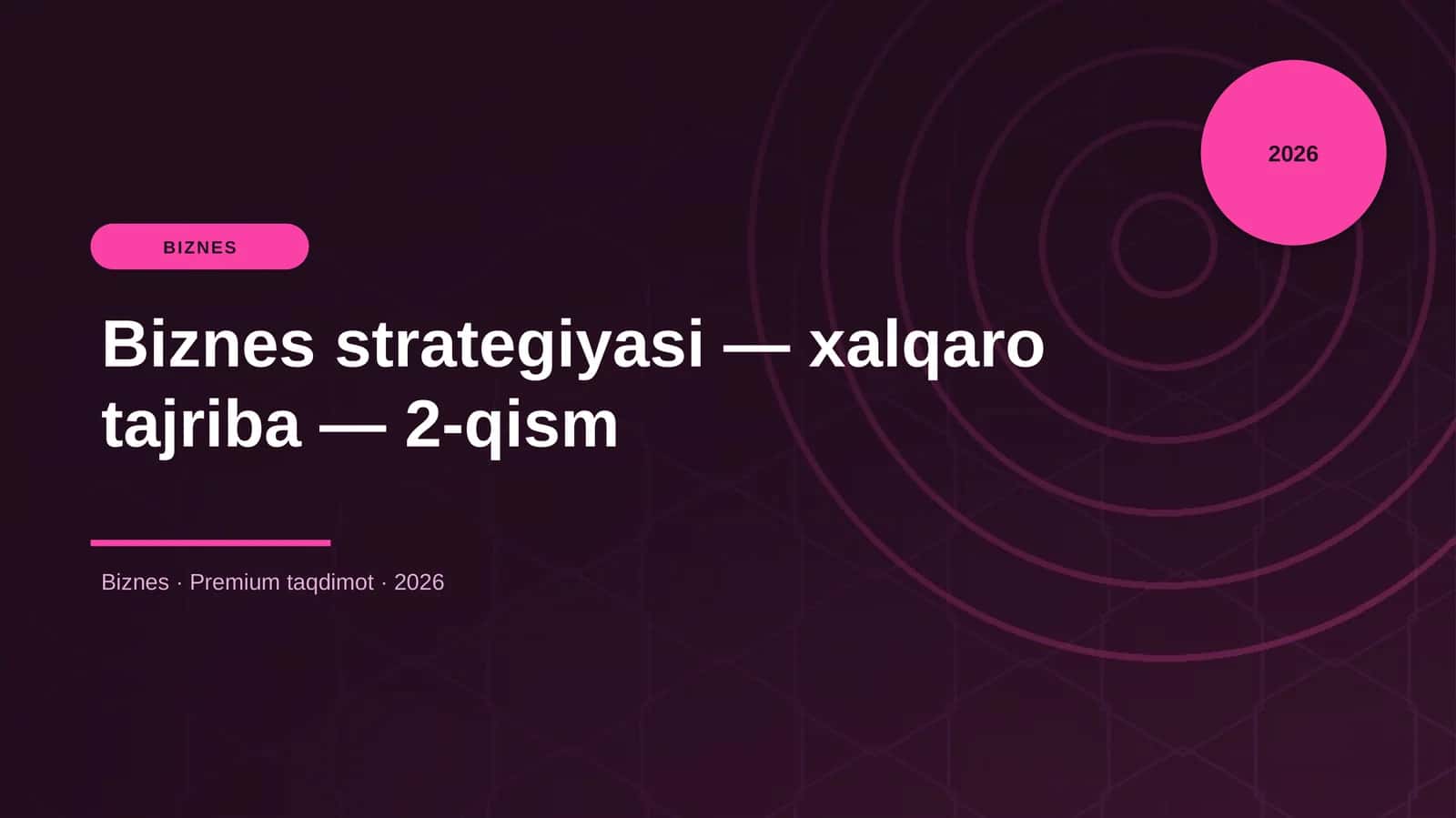 Biznes strategiyasi — xalqaro tajriba — 2-qism