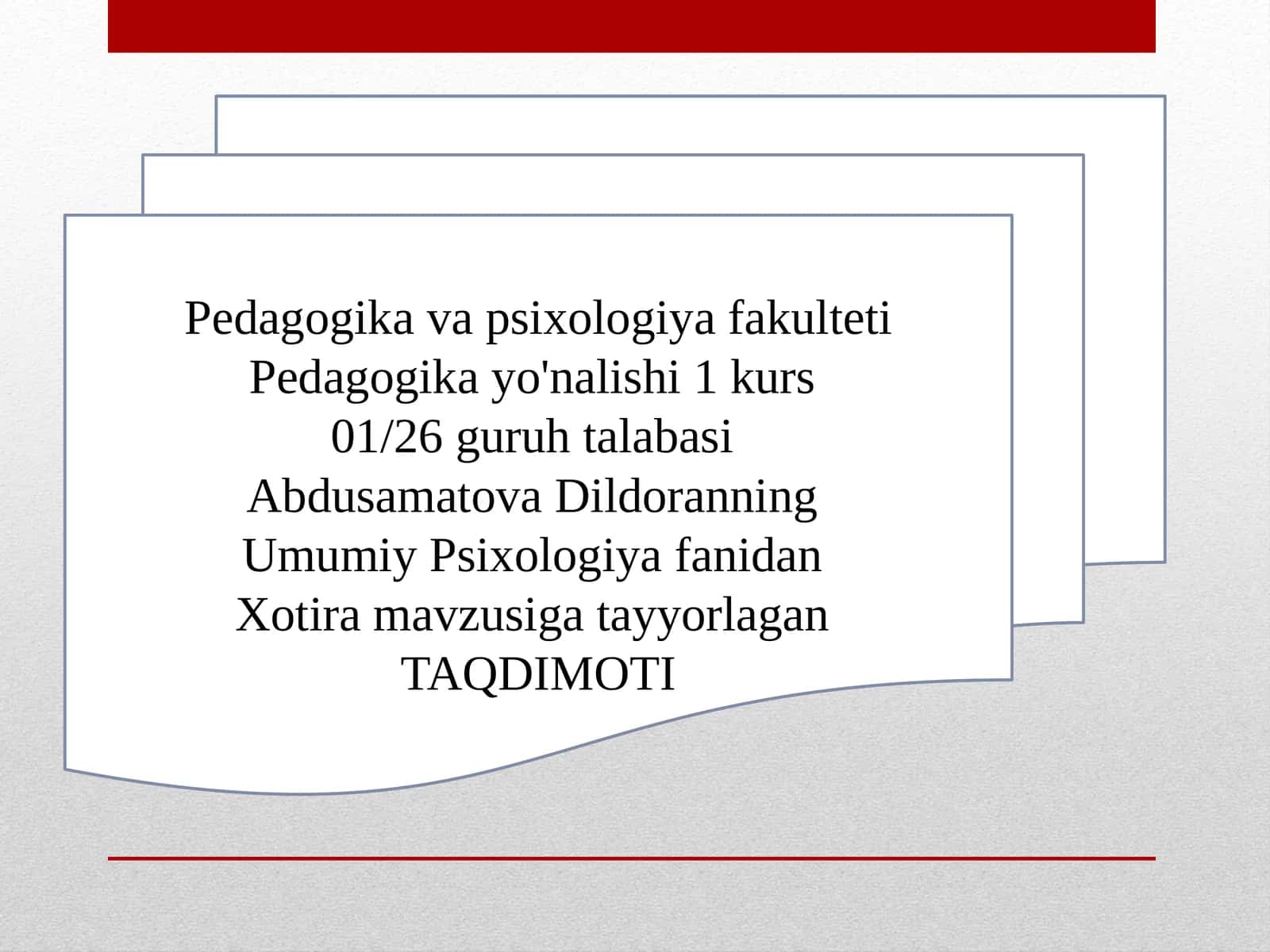 Umumiy Psixologiya Fanidan Xotiramavzusi