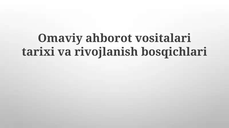 Omaviyah axborot vositalari tarixi va rivojlanishi