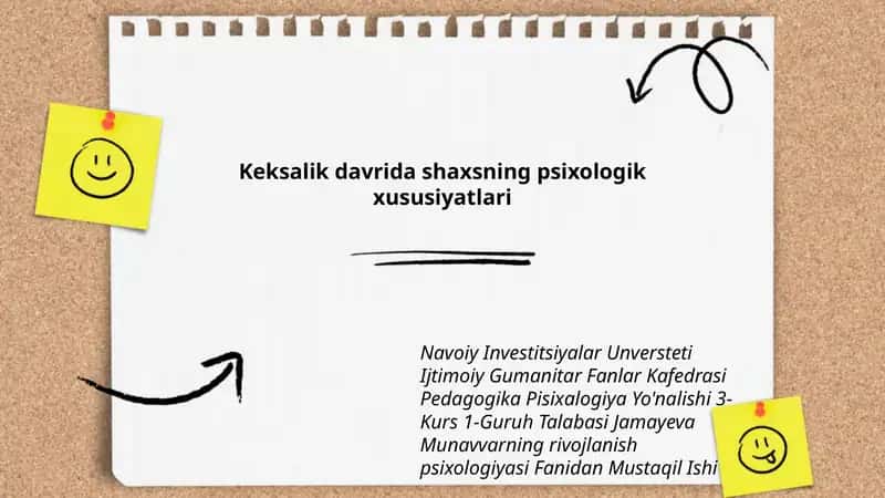 Navoiy Investitsiyalar Universtiteti Ijtimoiy Gumanitar Fanlar Kafedrasi Pedagogika Pisixalogiya Yo'nalishi 3-Kurs