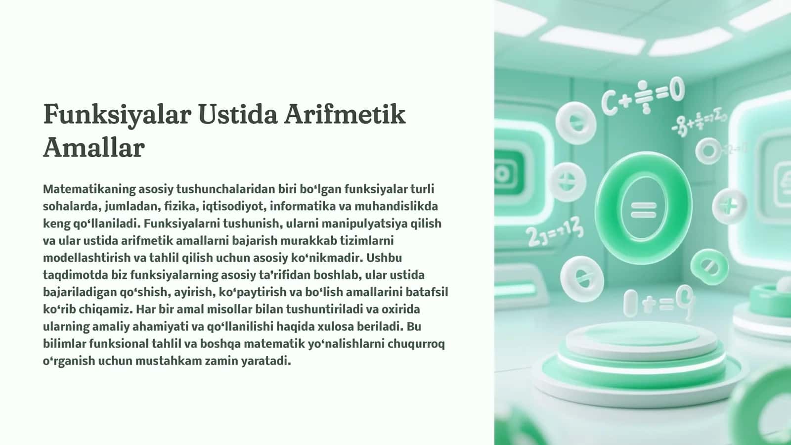 Funksiyalar Ustida Arifmetik Amallar