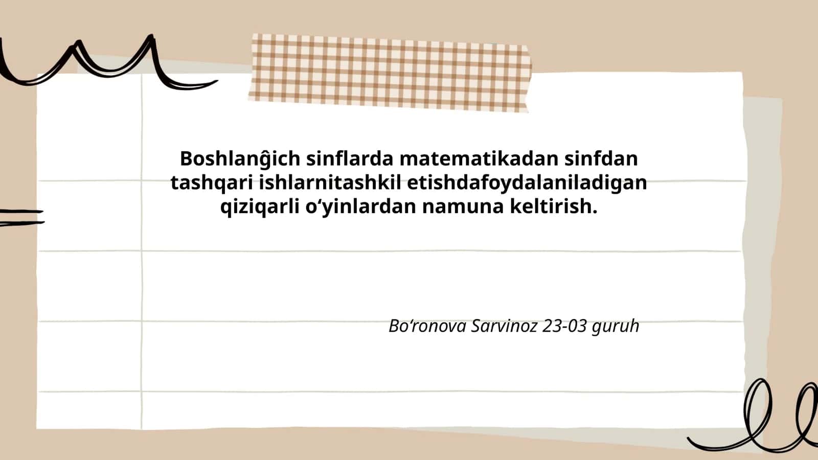Sinflarda matematikadan tashqari ishlar