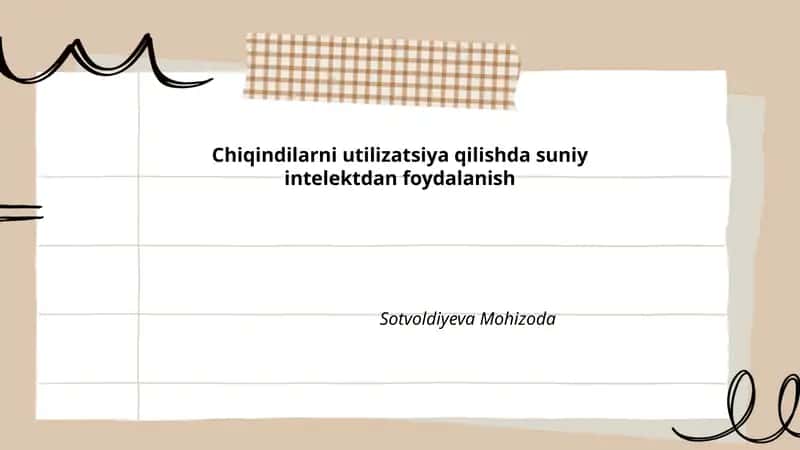 Chiqindilarni utilizatsiya qilishda suniy intelektdan foydalanish