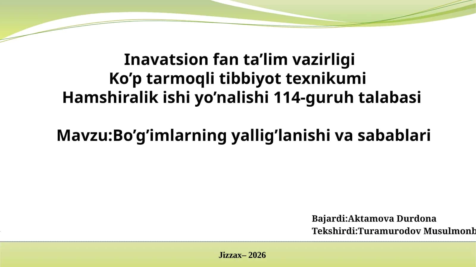 Bo’g’imlarning yallig’lanishi va sabablari