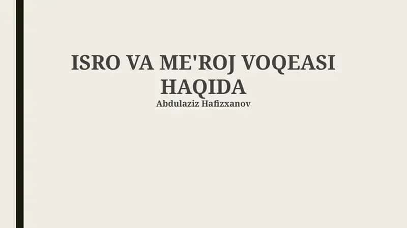 ISRO VA ME'ROJ VOQEASI HAQIDA