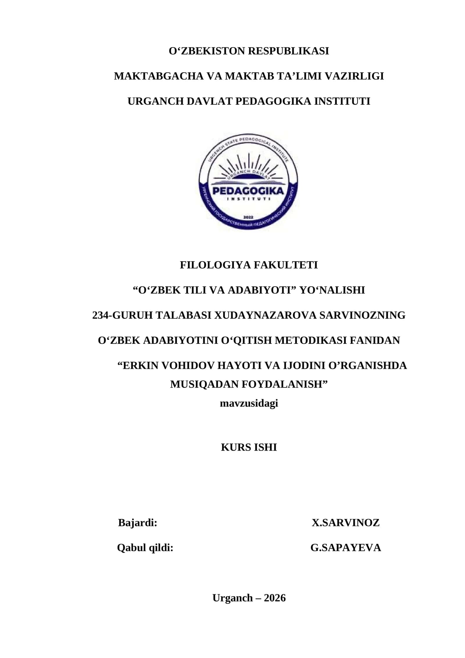 5-SINF O‘quvchilarining og‘zaki va yozma nutqini o‘stirishda nazorat ishlarining ahamiyati