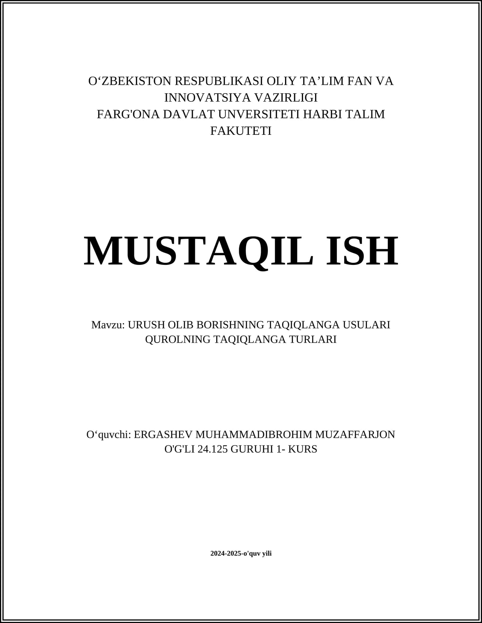 Qurol olib yurganlik uchun jazolar