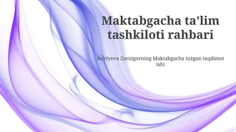 Maktabgacha ta'lim tashkiloti rahbari