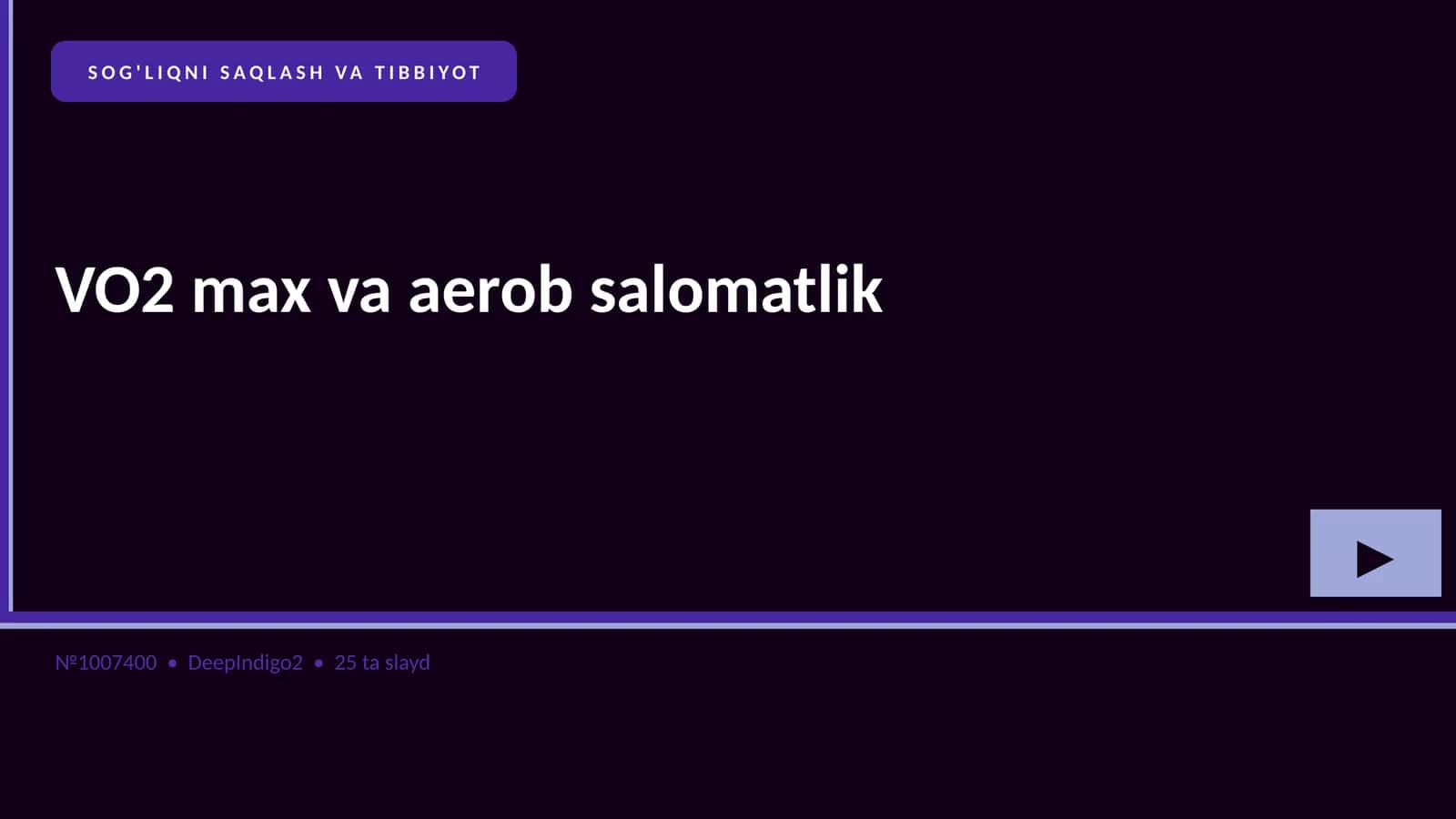 VO2 max va aerob salomatlik