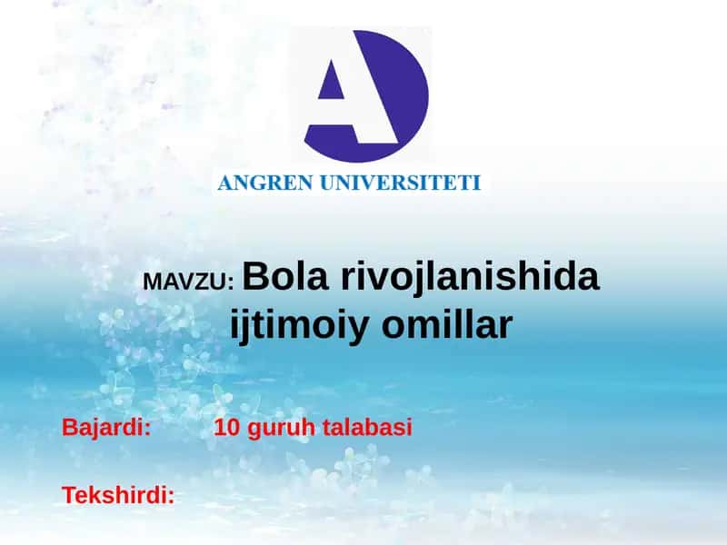 Bolarivojlanishidaijtimoiyomillar