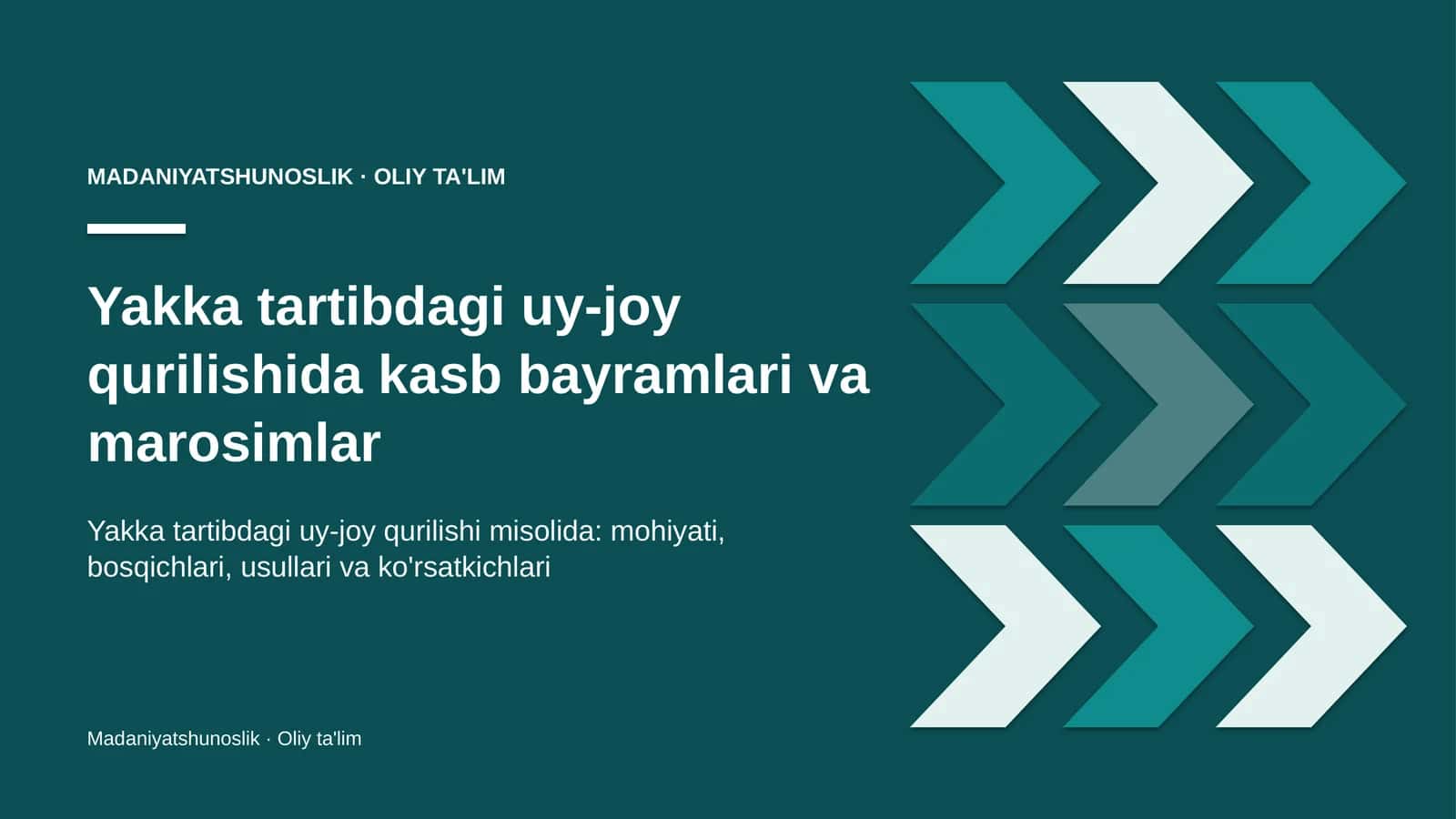Yakka tartibdagi uy-joy qurilishida kasb bayramlari va marosimlar
