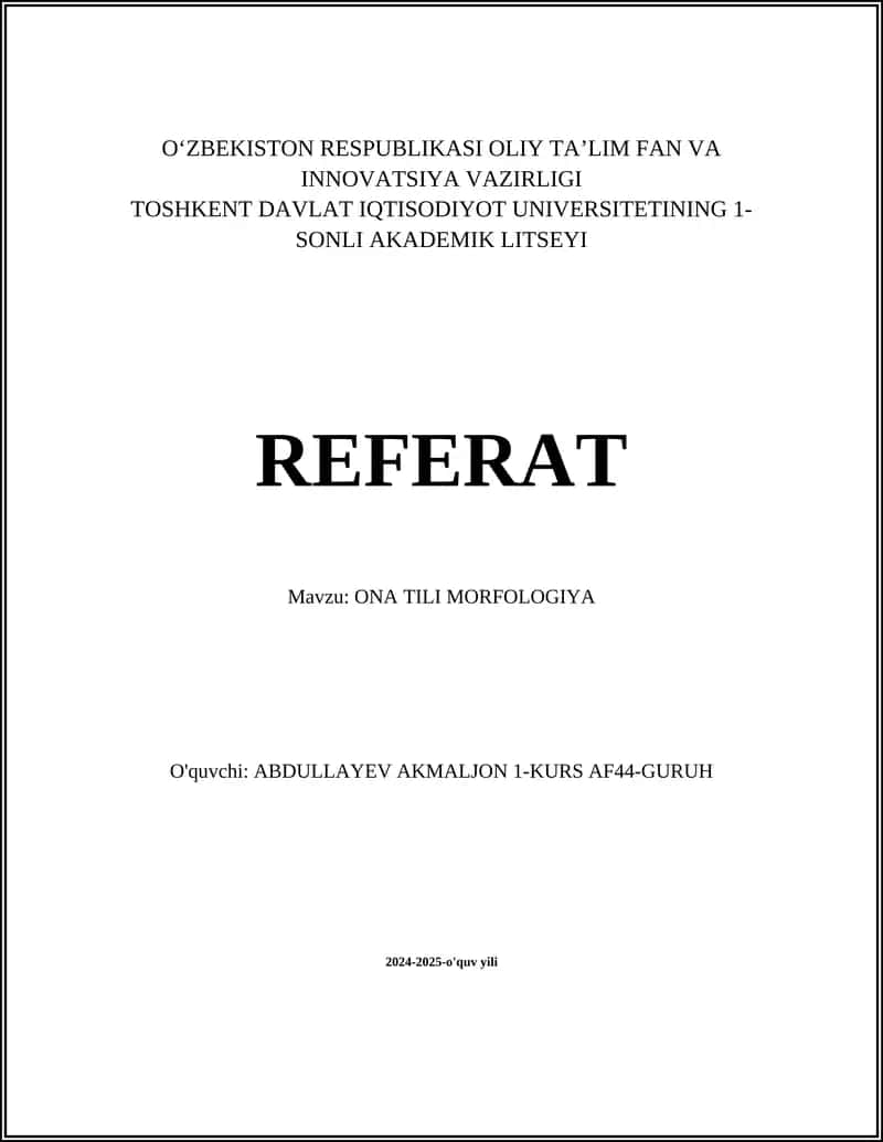 ONA TILI MORFOLOGIYA