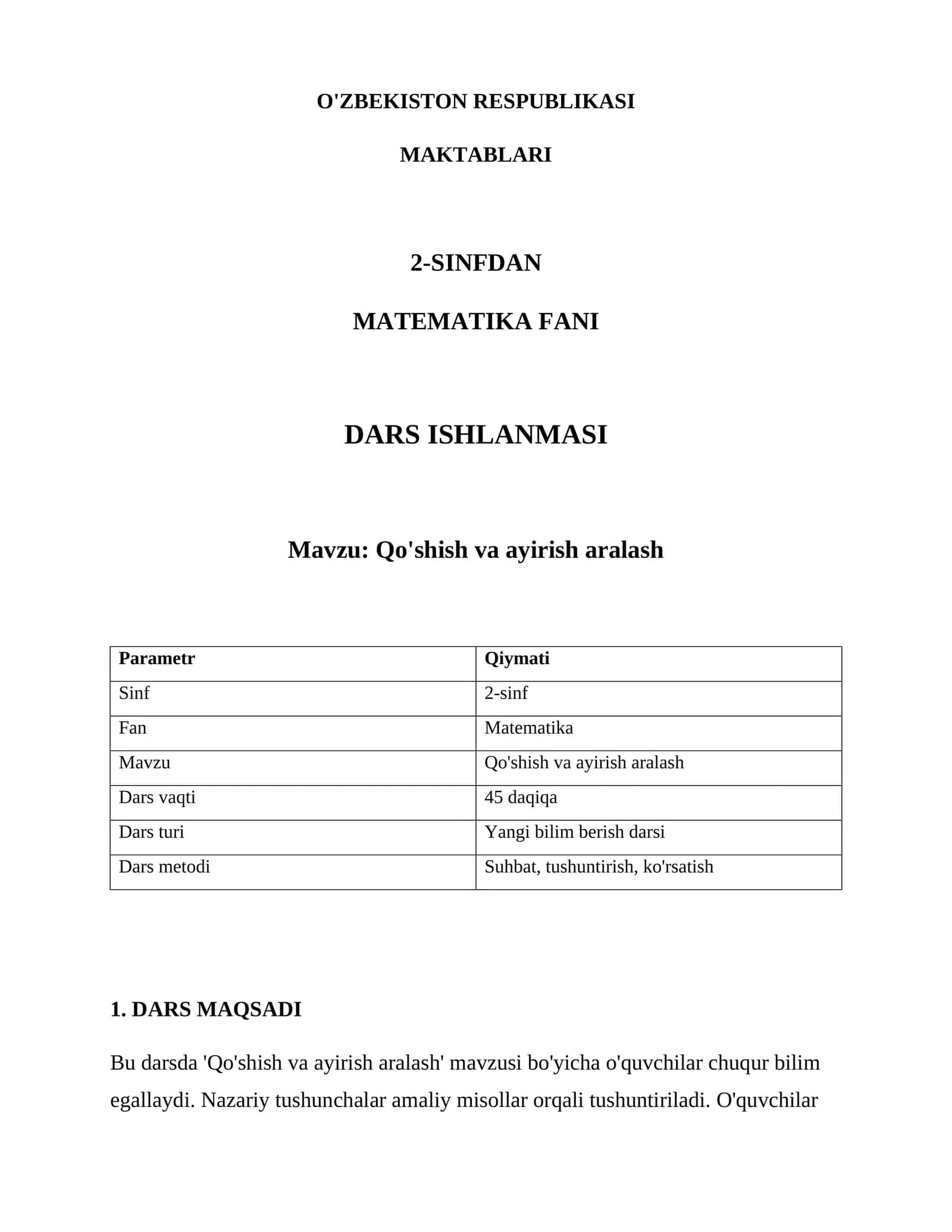 Qo'shish va ayirish aralash