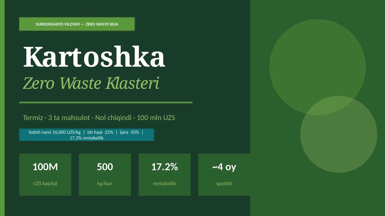 (100 millionlik loyiha ishi) Kartoshka