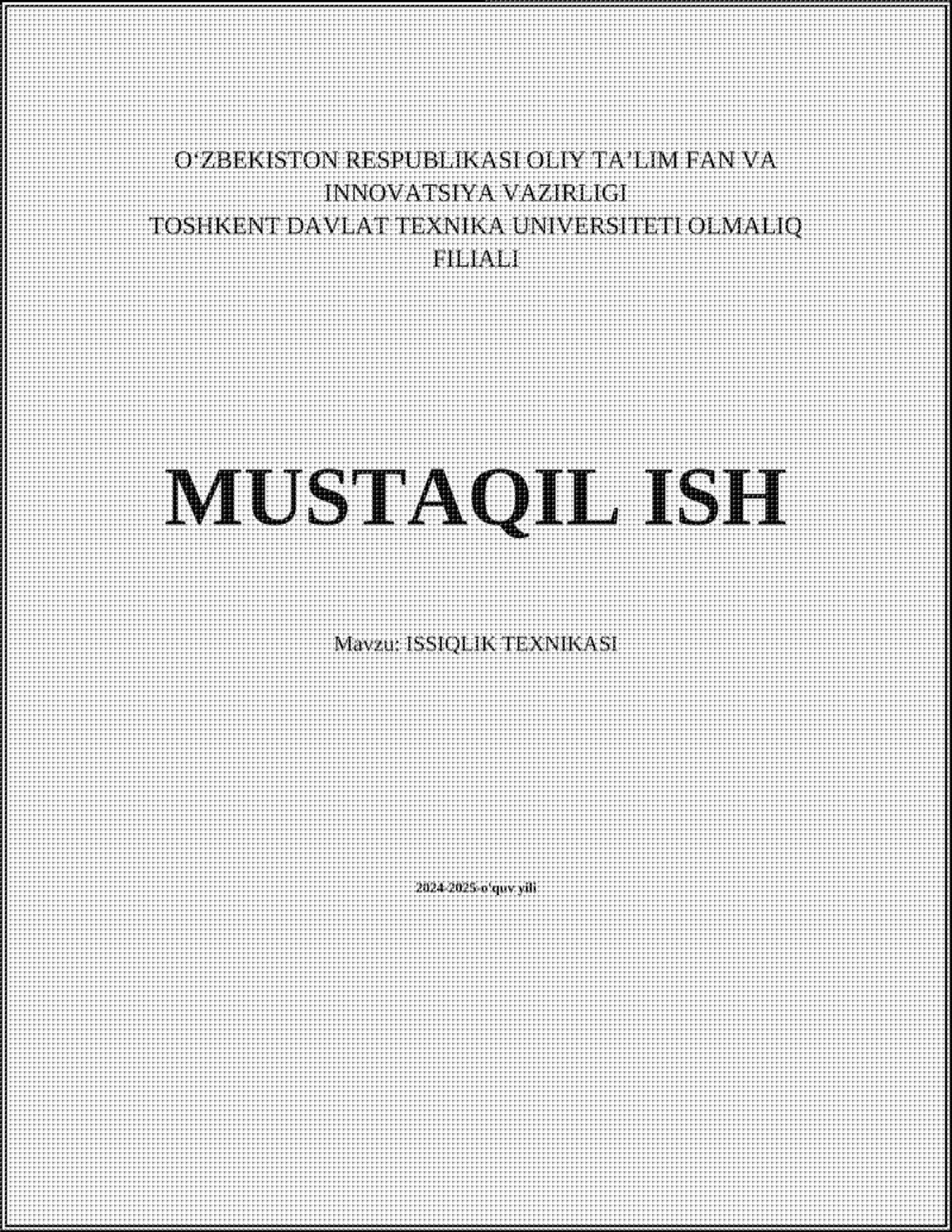 ISSIQLIK TEXNIKASI