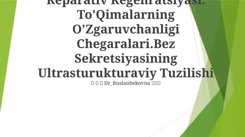 To'Qimalarning Fiziologik Va Reparativ Regenratsiyasi