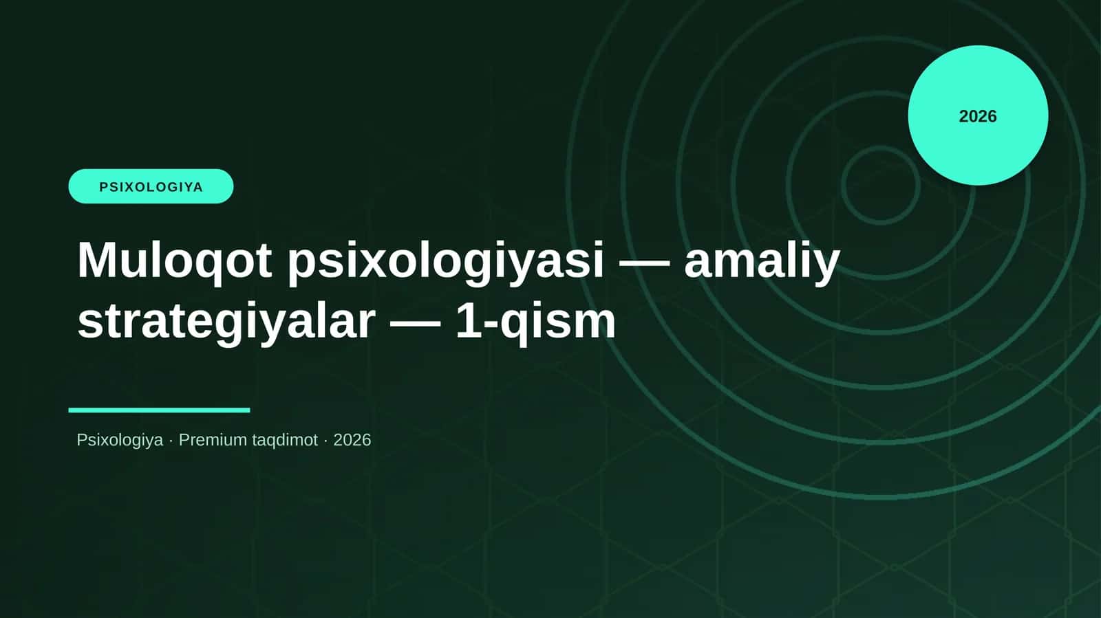 Muloqot psixologiyasi — amaliy strategiyalar — 1-qism