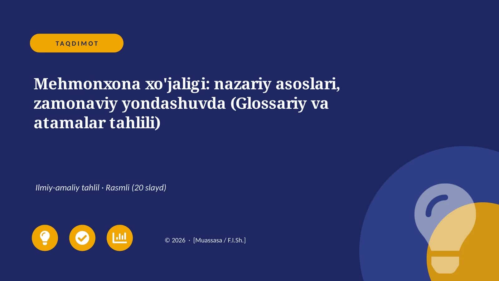 Mehmonxona xo'jaligi: nazariy asoslari, zamonaviy yondashuvda (Glossariy va atamalar tahlili)