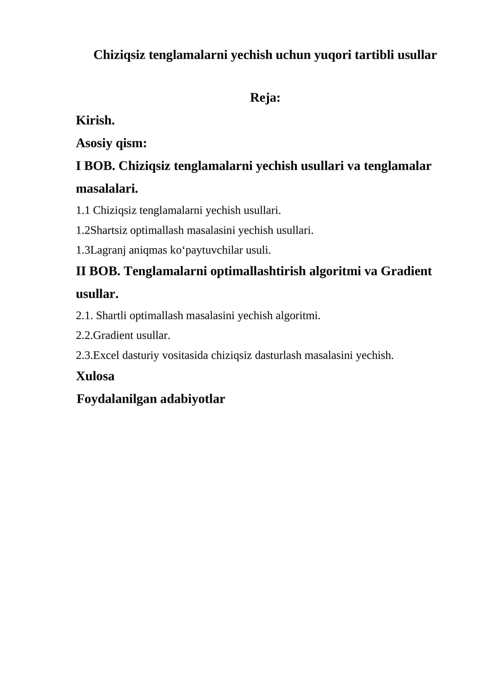 Chiziqsiz tenglamalarni yechish uchun yuqori tartibli usullar