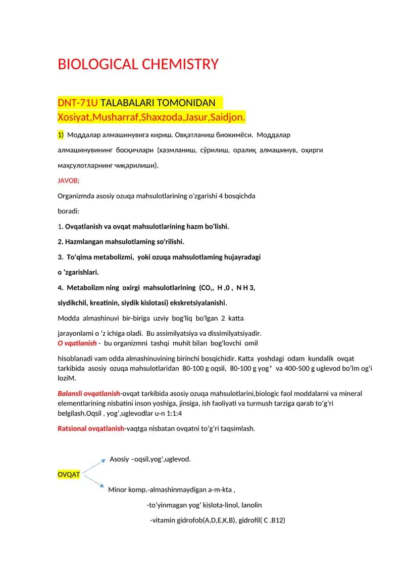 BIOLOGICAL CHEMISTRY