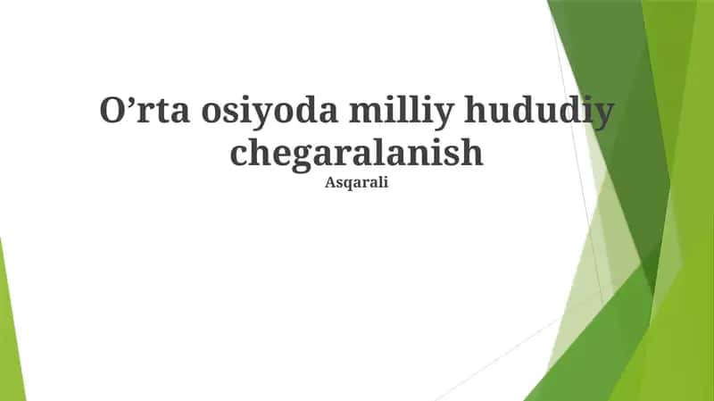 O’rta osiyoda milliy hududiy chegaralanish