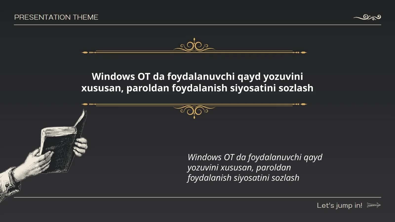 Windows OT da foydalanuvchi qayd yozuvini xususan, paroldan foydalanish siyosatini sozlash