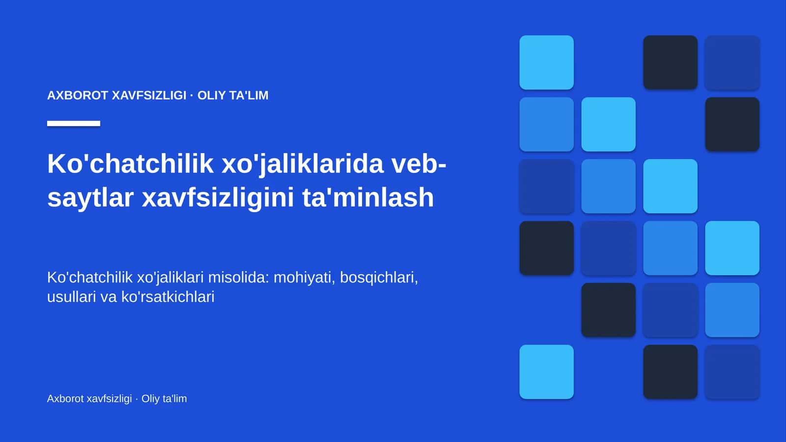 Ko'chatchilik xo'jaliklarida veb-saytlar xavfsizligini ta'minlash