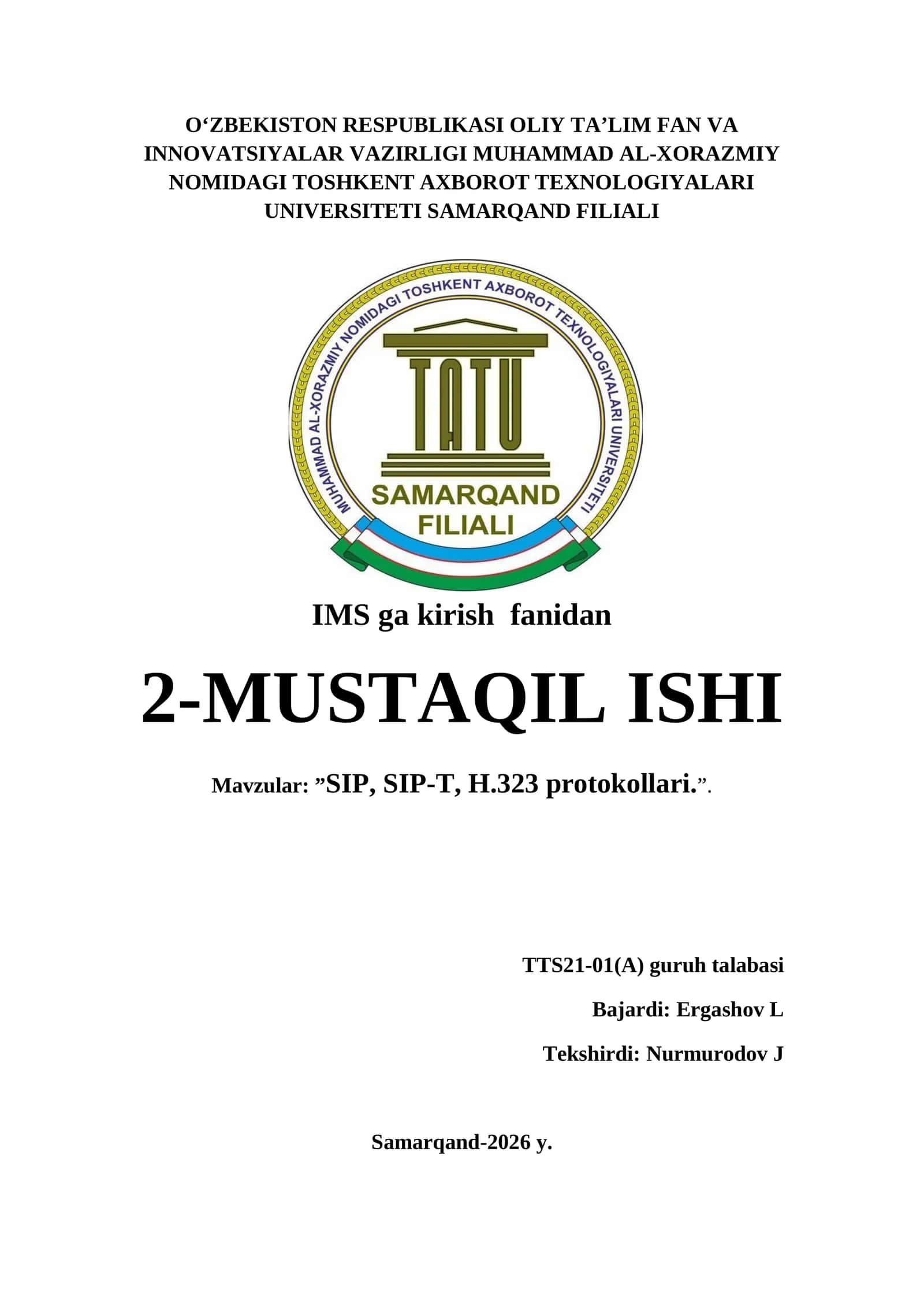 SIP, SIP-T, H.323 protokollari