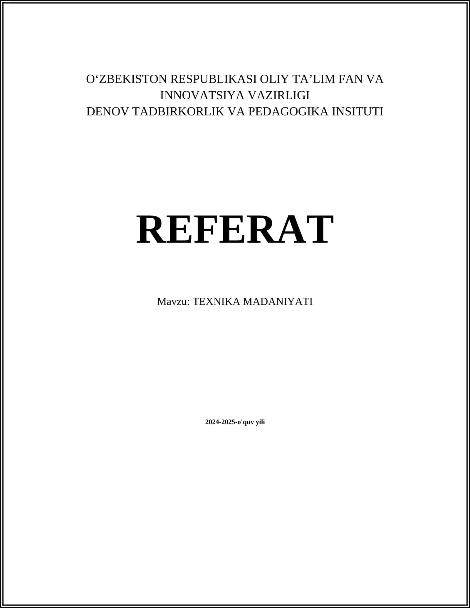 TEXNIKA MADANIYATI
