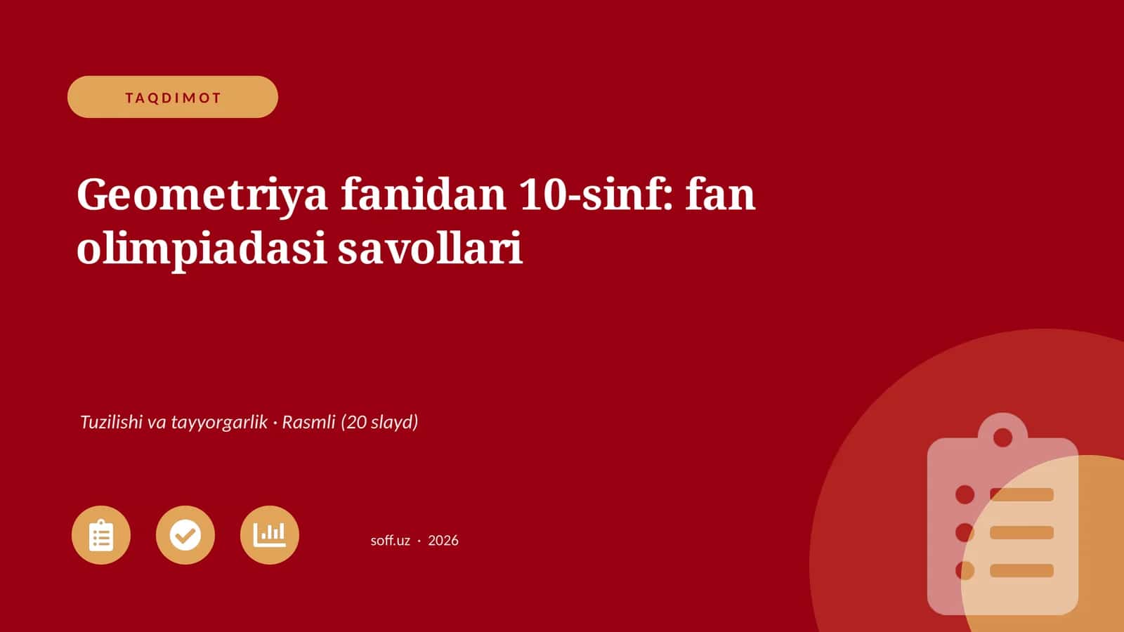 Geometriya fanidan 10-sinf: fan olimpiadasi savollari