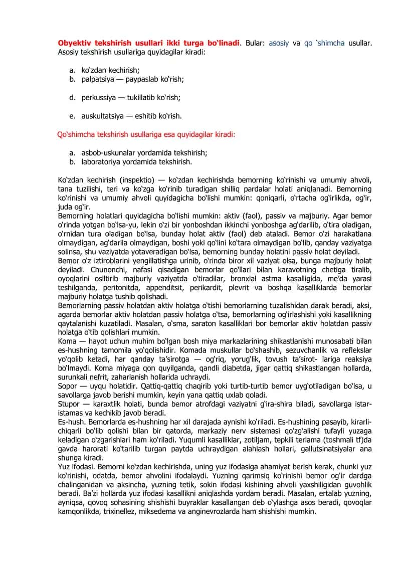 Obyektiv tekshirish usullari