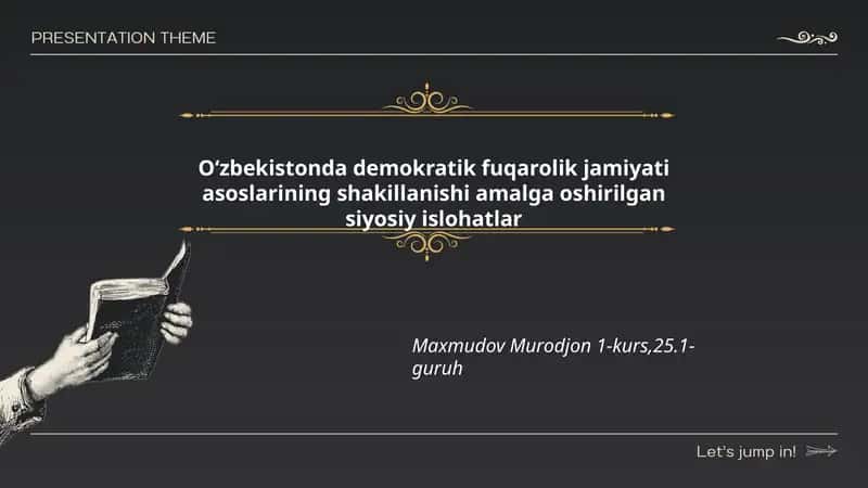 Oʻzbekistonda demokratik fuqarolik jamiyati asoslarining shakillanishi amalga oshirilgan siyosiy islohatlar