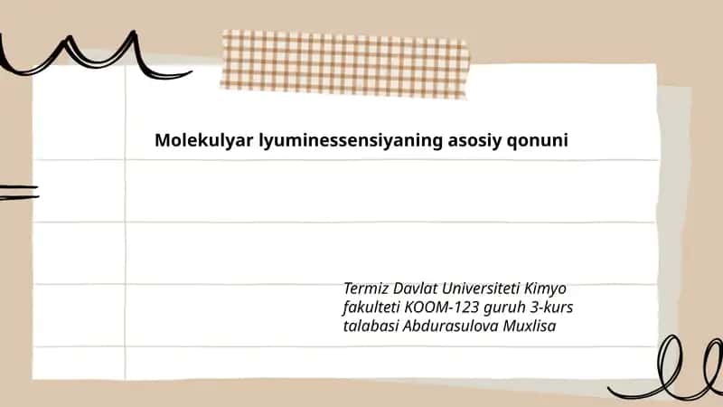 Molekulyar lyuminessensiyaning asosiy qonuni
