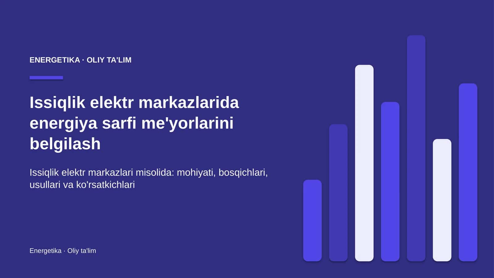 Issiqlik elektr markazlarida energiya sarfi me'yorlarini belgilash